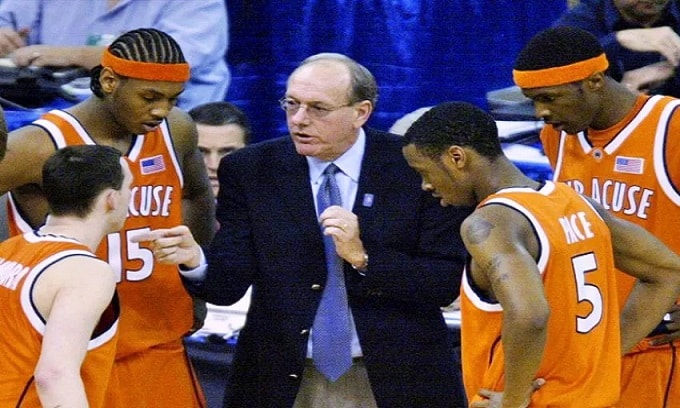 Jim Boeheim with players