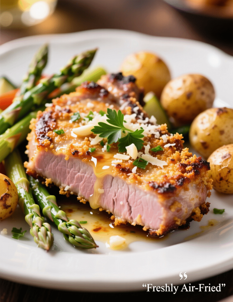Air Fryer Garlic Parmesan Crusted Pork Chops Recipe – Crispy, Juicy, and Bursting with Flavor