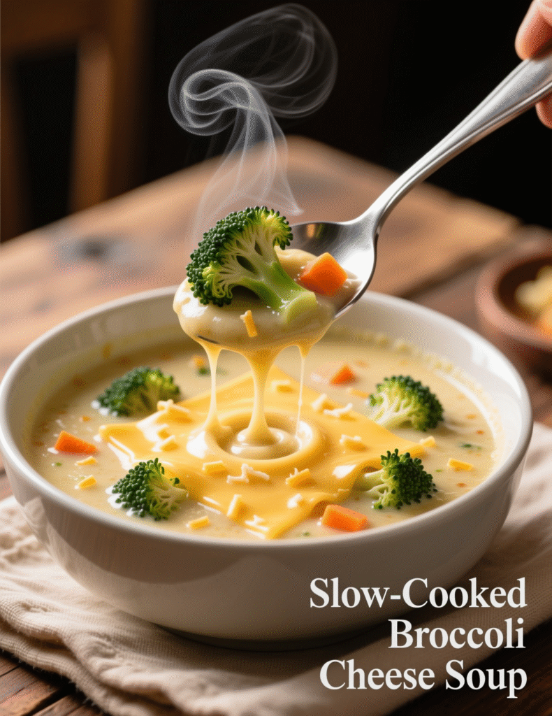 The BEST Easy Slow Cooker Broccoli Cheese Soup Recipe (6 Servings)