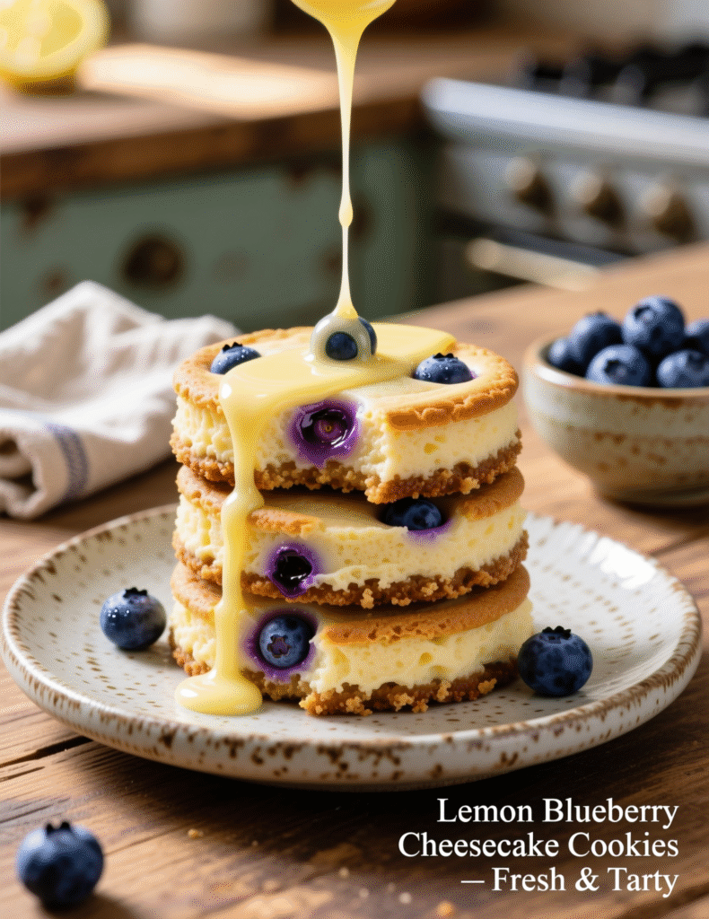Delightful Lemon Blueberry Cheesecake Cookies Recipe: A Perfect Balance of Tart and Sweet for 12 Servings