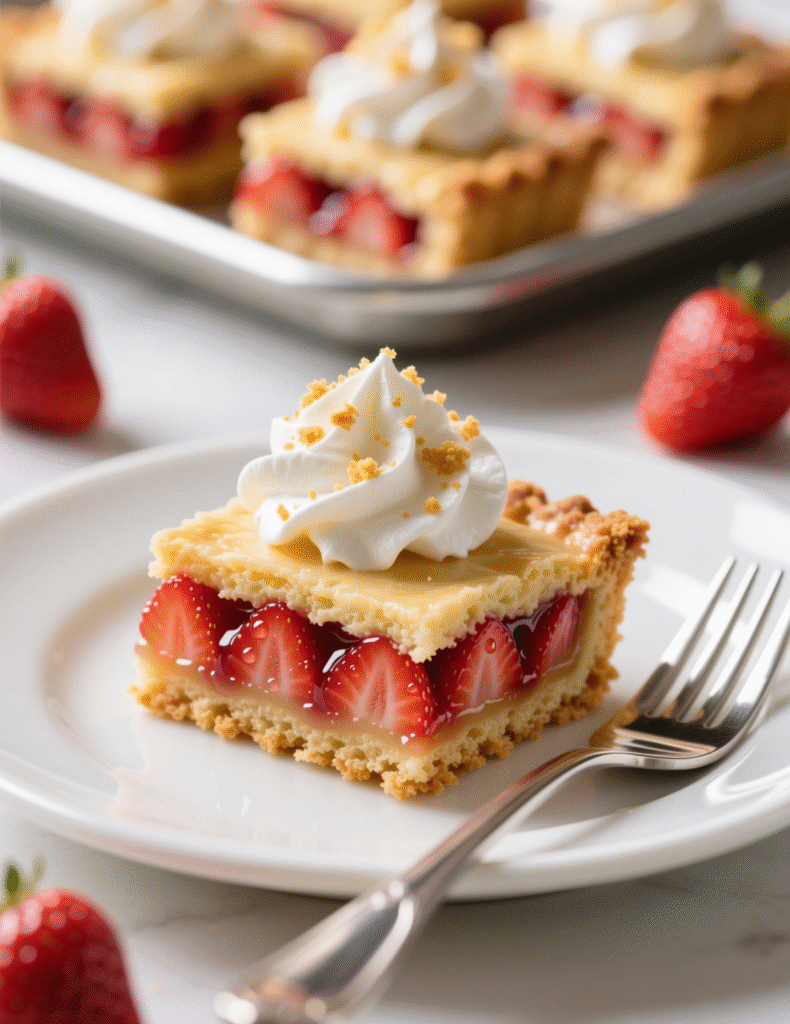 Easy Strawberry Shortcake Bars with a Buttery Crust Recipe (12 Servings): A Bite of Summer You’ll Never Forget