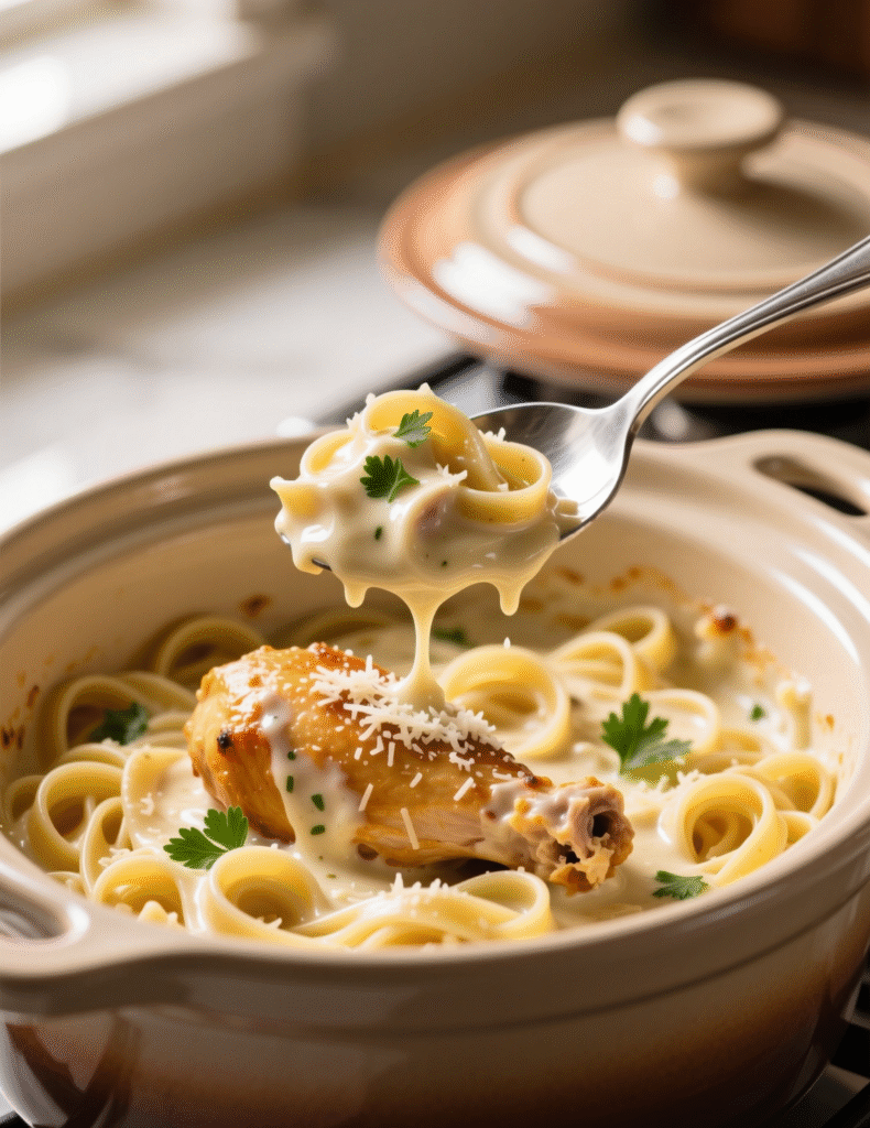 Irresistible Creamy Crockpot Chicken Alfredo Pasta Recipe | 6 Servings