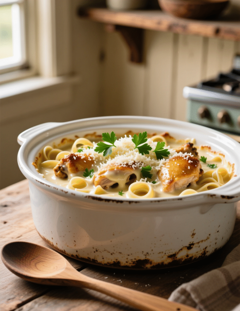 Irresistible Creamy Crockpot Chicken Alfredo Pasta Recipe | 6 Servings